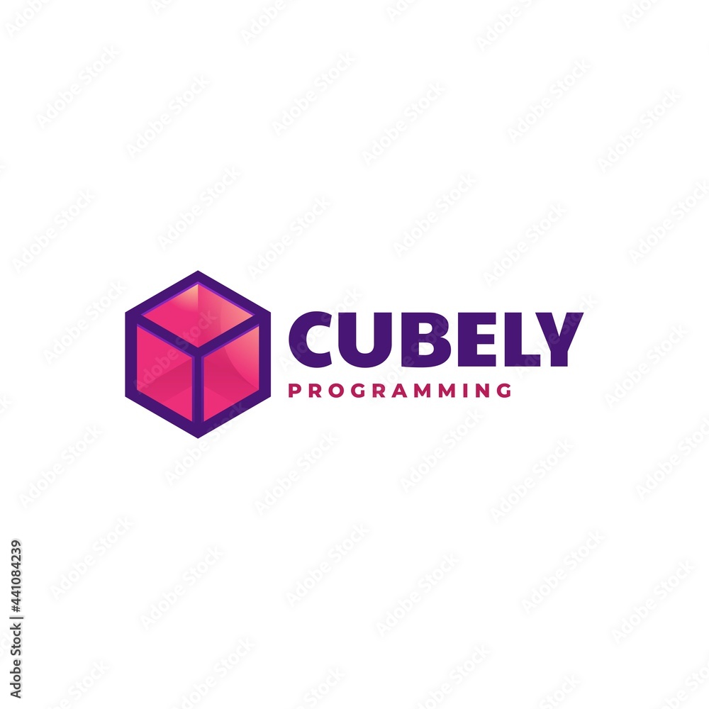 Naklejka premium Vector Logo Illustration Cube Simple Mascot Style.