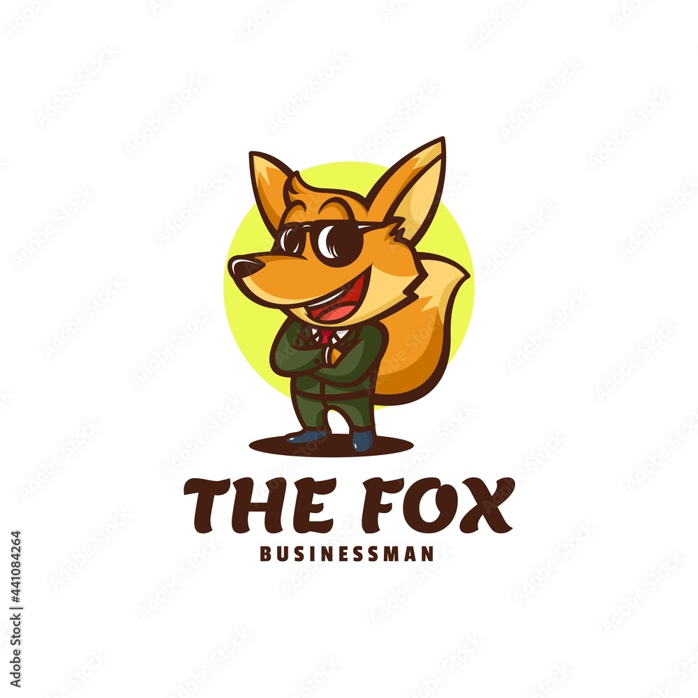 Vector Logo Illustration Businessman Fox Mascot Cartoon Style. Vector Logo Illustration Businessman Fox Mascot Cartoon Style.