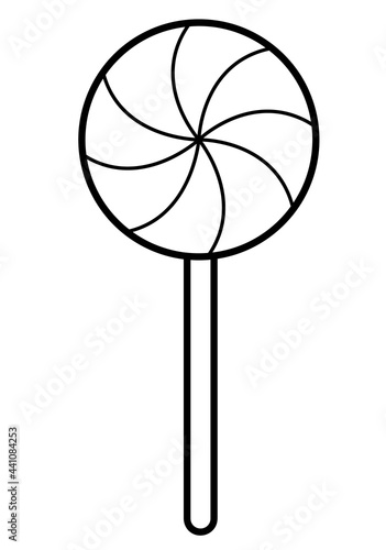 Christmas coloring book or page. Candy black and white vector illustration
