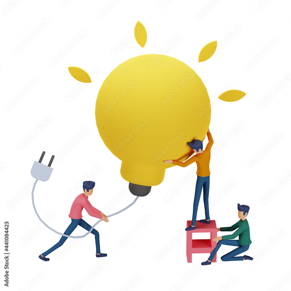 3D render illustration of teamwork business brainstorming Idea concept ...