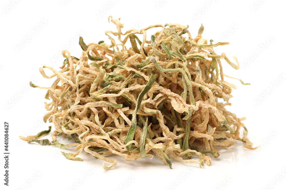 dried green radish slice on white background dried green radish slice on white background