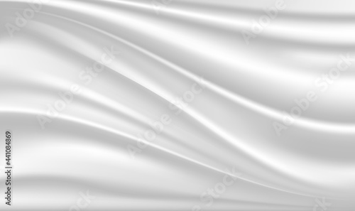 Abstract luxury silk, liquid wave or satin velvet material background. Abstract background with silk cloth texture, Shiny satin fabric with waves and drapery. White silk cloth fabric wave.Vector EPS10