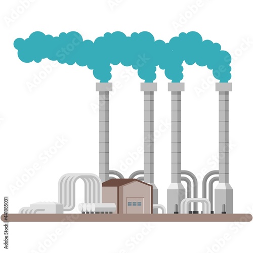 Geothermal energy power plant vector illustration on white