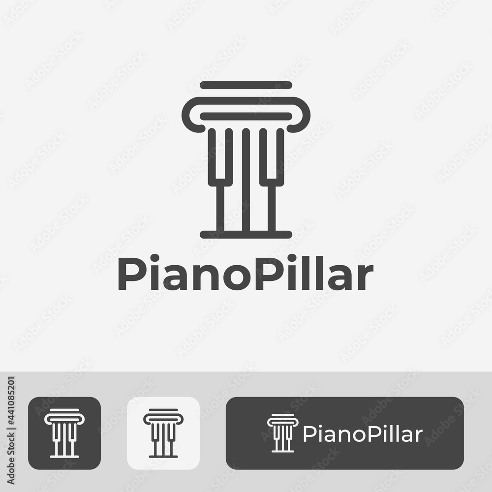 pillar and piano logo icon symbol vector combination, with simple and modern line art style, suitable for music school pillar and piano logo icon symbol vector combination, with simple and modern line art style, suitable for music school