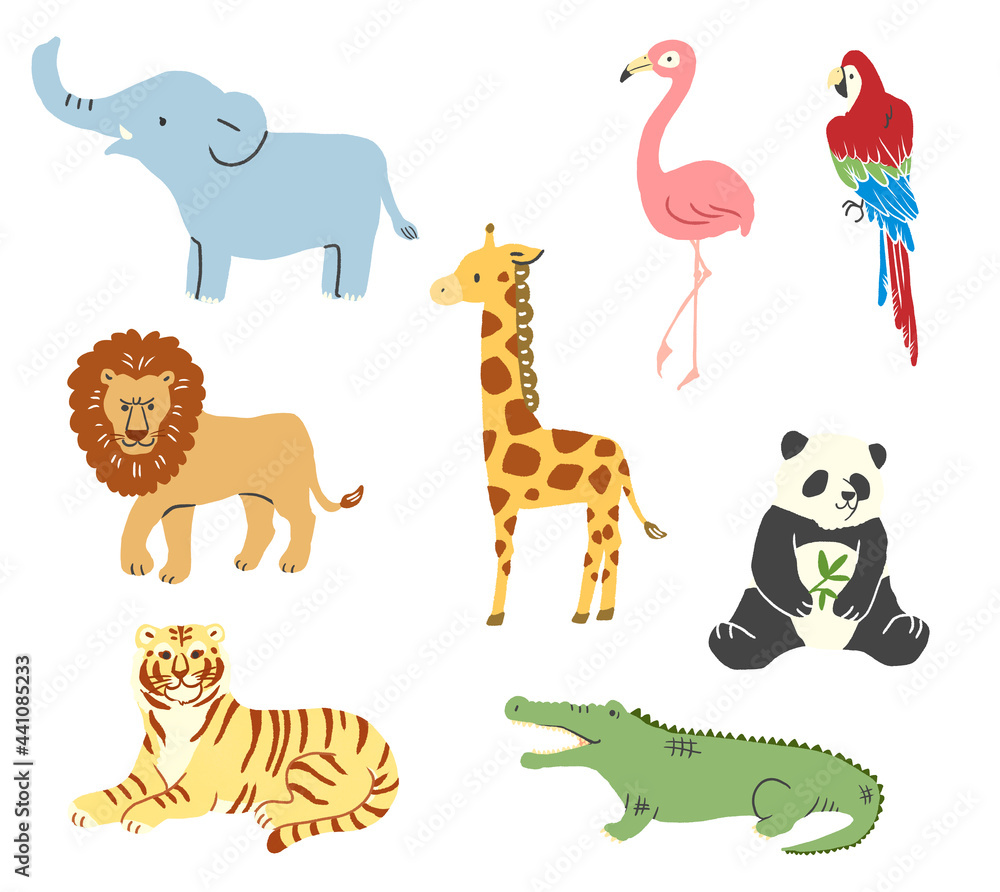動物園の動物シンプルイラストセット 動物園の動物シンプルイラストセット