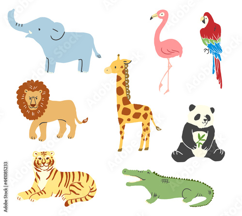 Fototapeta Naklejka Na Ścianę i Meble -  動物園の動物シンプルイラストセット