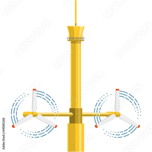 Tidal energy power turbine vector icon on white