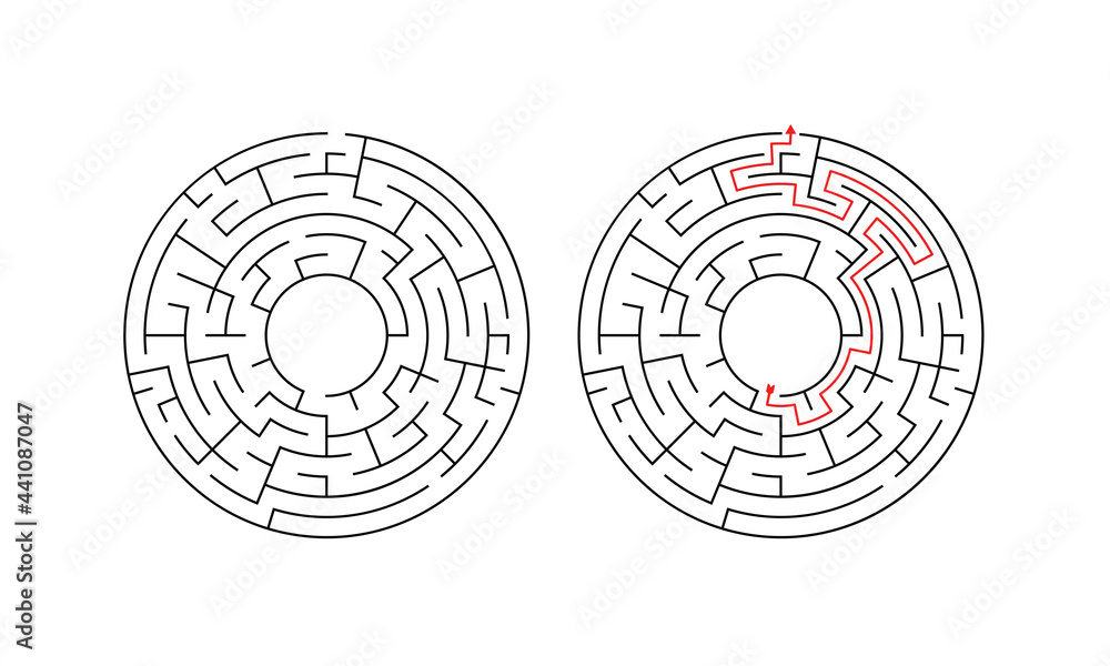 Labyrinth, maze conundrum for kids. Entry and exit. Children puzzle game. Vector illustration Labyrinth, maze conundrum for kids. Entry and exit. Children puzzle game. Vector illustration
