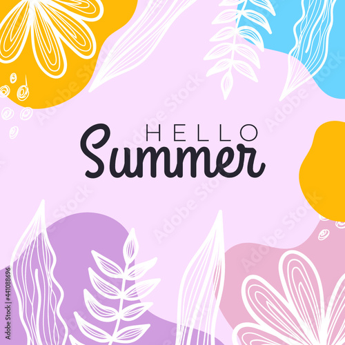 Wallpaper Mural Summer sale organic flat floral template for social media or square flyer. Summer banner with floral decoration set  Torontodigital.ca