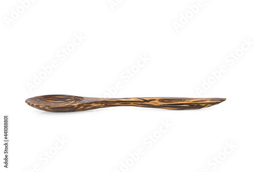 Wood or wooden spoon isolated on White background