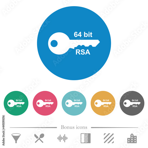 64 bit rsa encryption flat round icons