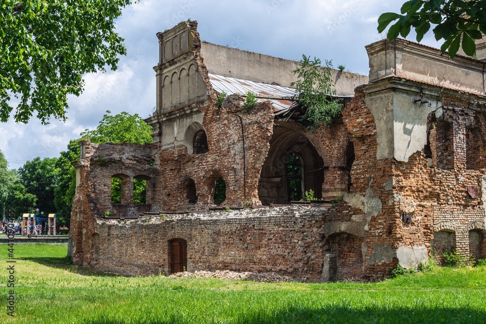 Brody, Ukraine - june, 2021: The ruins of The Old fortress synagogue of Brody Brody, Ukraine - june, 2021: The ruins of The Old fortress synagogue of Brody