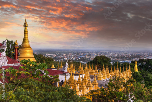 Su taung pyae pagoda on top of Mandalay hill at Mandalay, Myanmar. photo