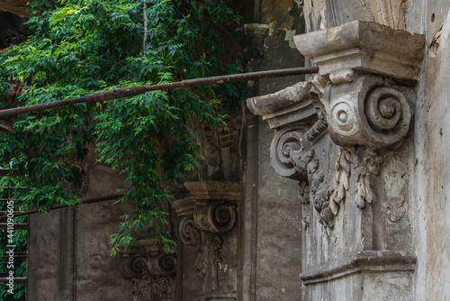 Brody, Ukraine - june, 2021: The ruins of The Old fortress synagogue of Brody 