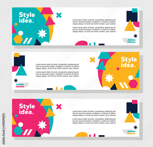 Modern geometric website banner template bundle set