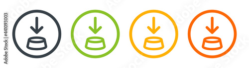 Click here on button with arrow icon sign. Vector illustration