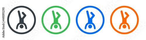 Gymnast icon, handstand exercise icon vector illustration