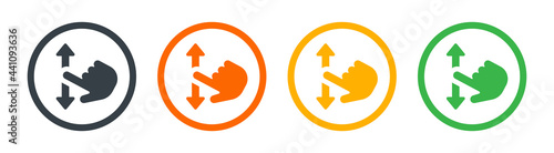 Two finger vertical scroll icon, gesture and hand, press sign, vector graphics illustration
