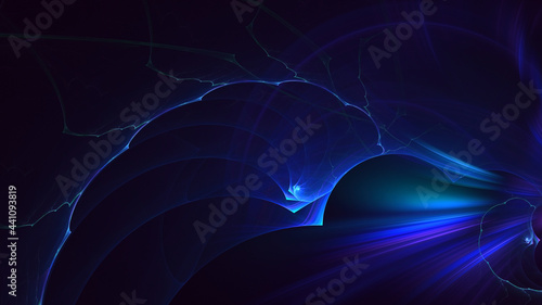 3D rendering abstract blue fractal light background