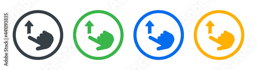 Swipe up icon vector illustration. Pointing hand with arrow symbol