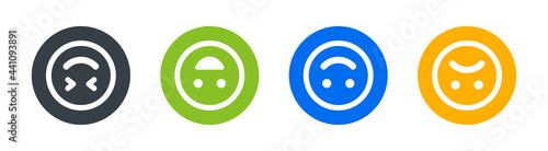 Cute, happy, smile and sad emoji face upside down icon. Vector illustration