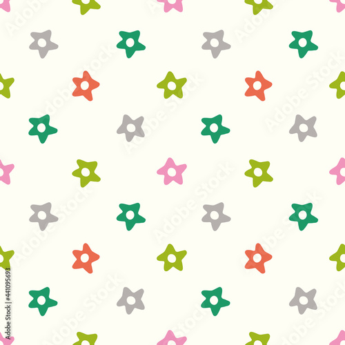 Star background pattern. Fun bright vector seamless repeat design of hand drawn stars. Design resource.
