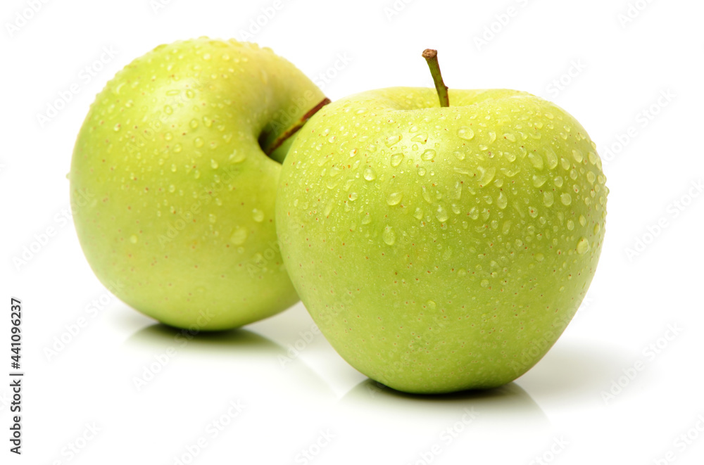Green apples isolated on white background Green apples isolated on white background