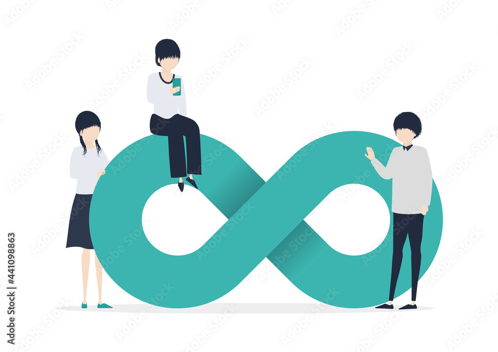 無限大マークと3人の若者のイラスト素材 Stock Vector Adobe Stock 無限大マークと3人の若者のイラスト素材 Stock Vector Adobe Stock