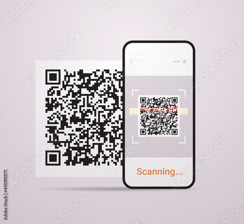 scanning QR code on smartphone screen electronic digital technology machine readable barcode verification