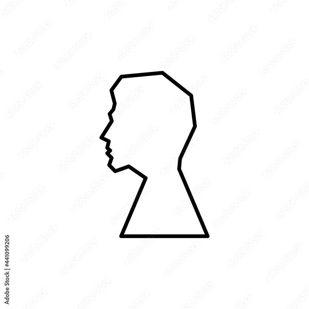 Silhouette men in profile icon. Sketch of male face or human head. Trendy flat isolated symbol sign used for: illustration, outline, logo, mobile, app, design, web, dev, ui, ux, gui. Vector EPS 10 Silhouette men in profile icon. Sketch of male face or human head. Trendy flat isolated symbol sign used for: illustration, outline, logo, mobile, app, design, web, dev, ui, ux, gui. Vector EPS 10