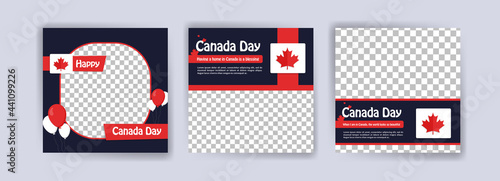 happy canada day greeting card poster. Social media post for canada day greetings.