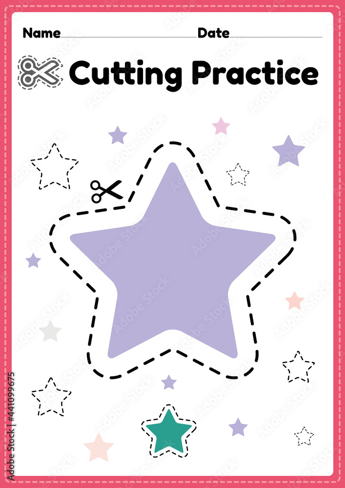 Cutting activities for kindergarten and preschool kids to cut the paper with scissors to improve