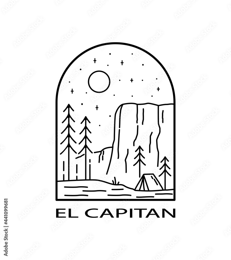 camp in yosemite national park - line art mono line for pin graphic illustration vector art t-shirt design camp in yosemite national park - line art mono line for pin graphic illustration vector art t-shirt design