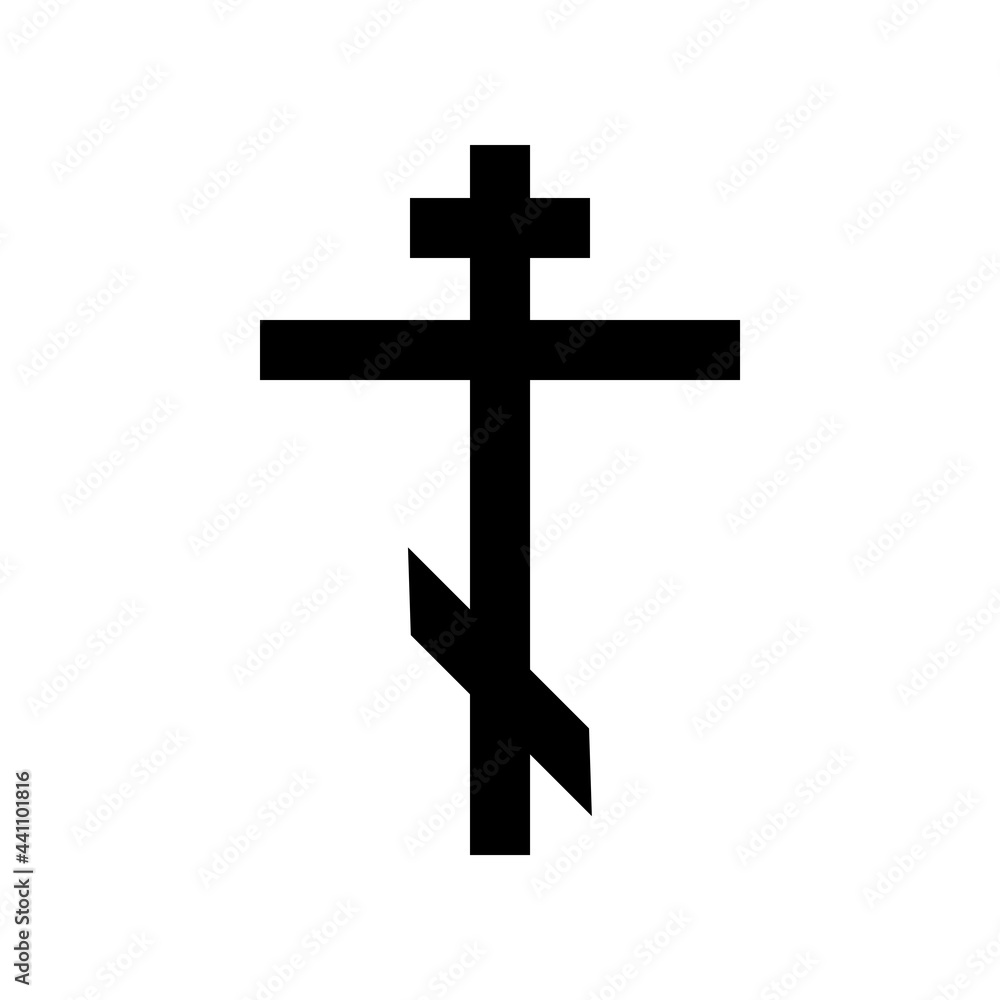 Religious Christian symbol of the cross. Black vector illustration isolated on white background.