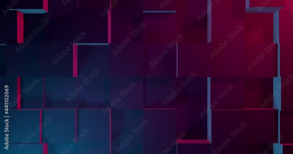 Animation of blue and purple cubes. The movement of 3D objects. Abstract moving background. Beautiful, decorative, screensaver. Animation of blue and purple cubes. The movement of 3D objects. Abstract moving background. Beautiful, decorative, screensaver.