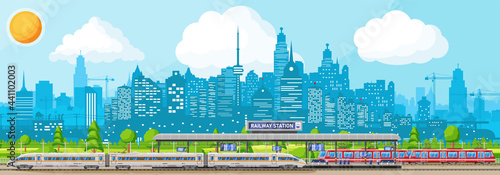 Modern Railway Station with High Speed Train