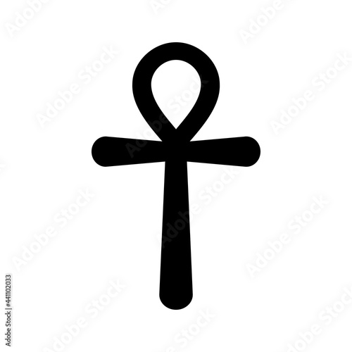 Coptic cross Ankh. Ancient Egyptian religious symbol. The key of life. Monochrome vector illustration isolated on white background