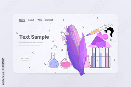 scientist working with DNA of corn researcher making experiment in lab genetically modified vegetables concept