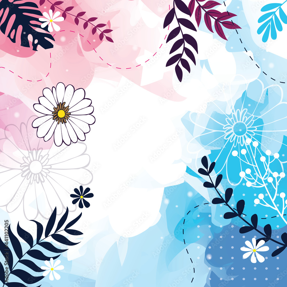 flower Spring background with beautiful. flower background for design. Colorful background with tropical plants. Place for your text.