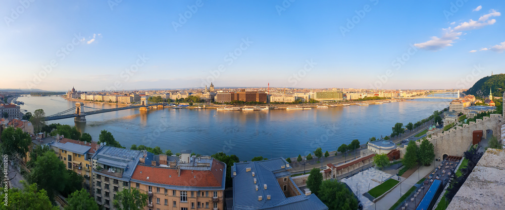 panoramic landscape with the city of Budapest - Hungary 06.Jun.2021 It is an image of the city from above