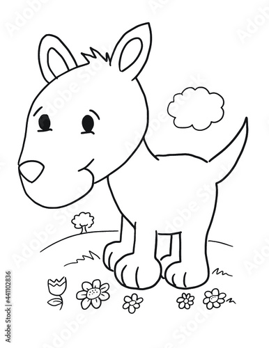 Cute Puppy Dog Coloring Page Vector Illustration Art © Blue Foliage