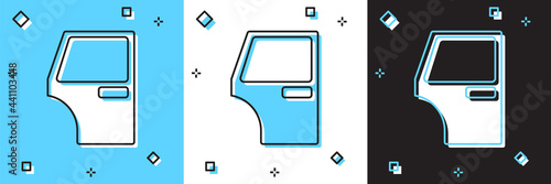 Set Car door icon isolated on blue and white, black background. Vector