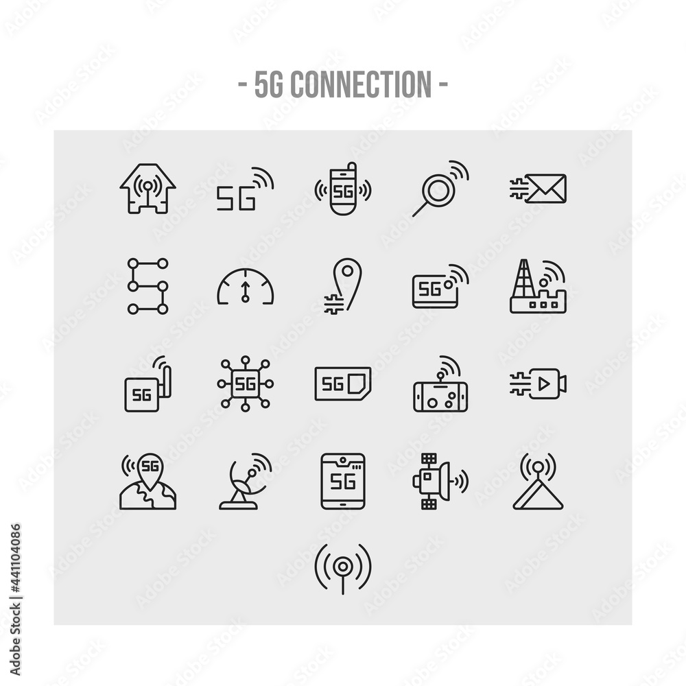 Icon 5G Connection Outline Style Icon 5G Connection Outline Style