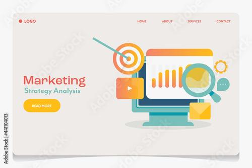 Digital target marketing, affiliate marketing campaign, network marketing strategy content development, seo optimization, online business success. Flat design web banner template.
