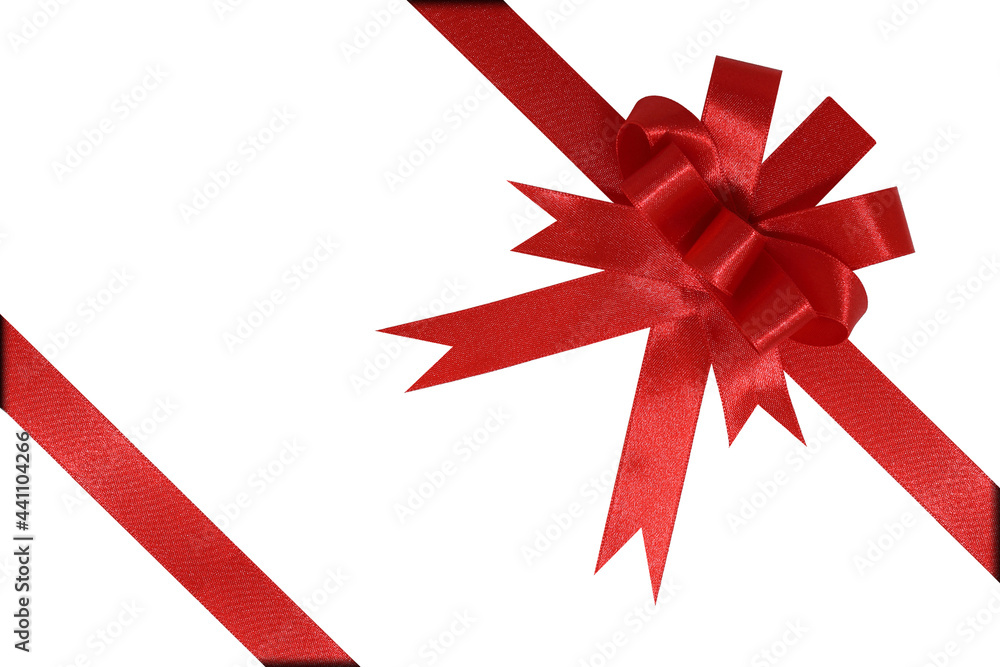 Close-up view of red ribbon bow isolated on white background Close-up view of red ribbon bow isolated on white background