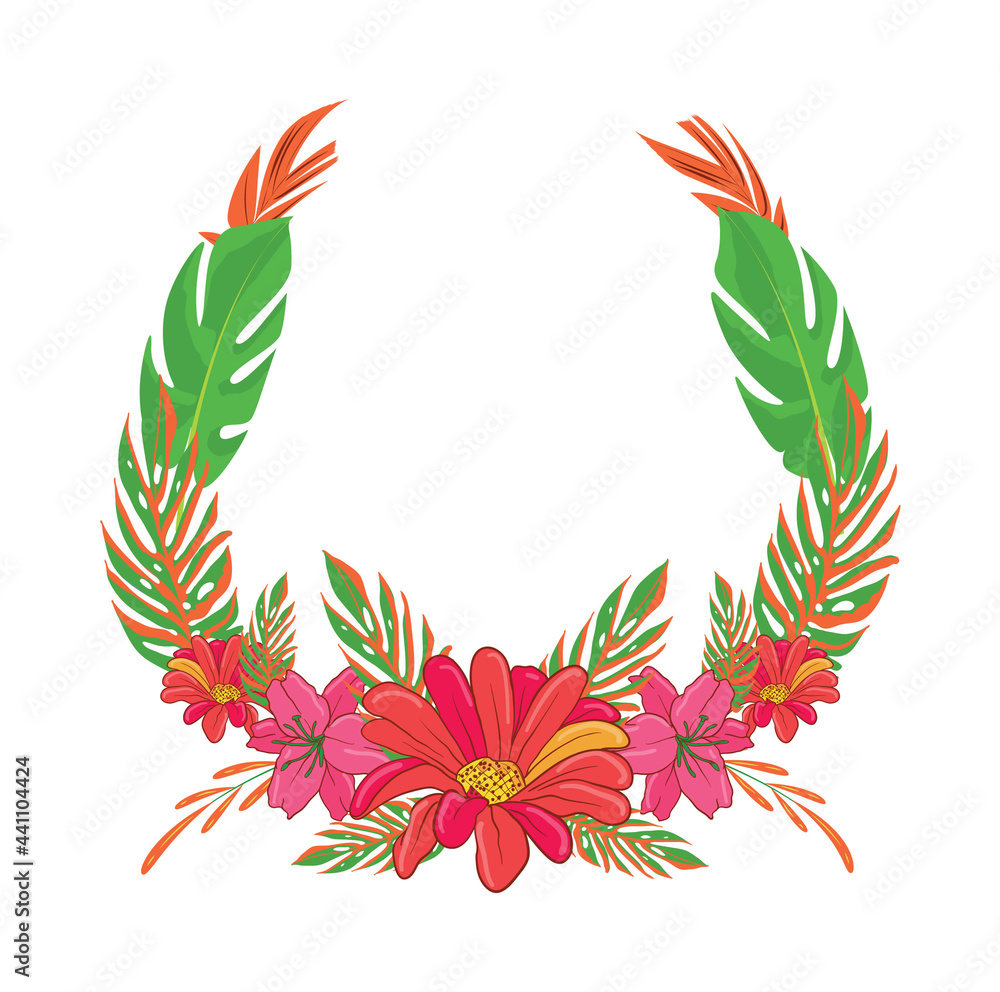 Naklejka premium Beautiful Vector Floral Foliage Arrangements Set Graphics with elegant floral and leaves in colourful illustration. Can be used for your wedding or any invitation template