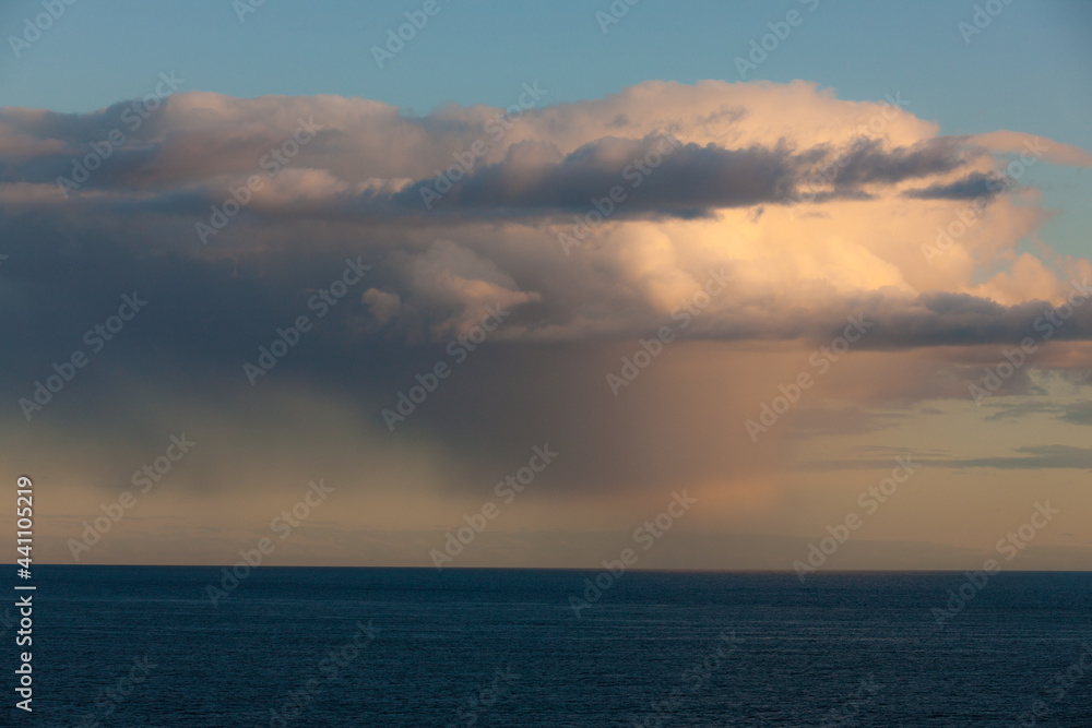 cumulus clouds over the sea