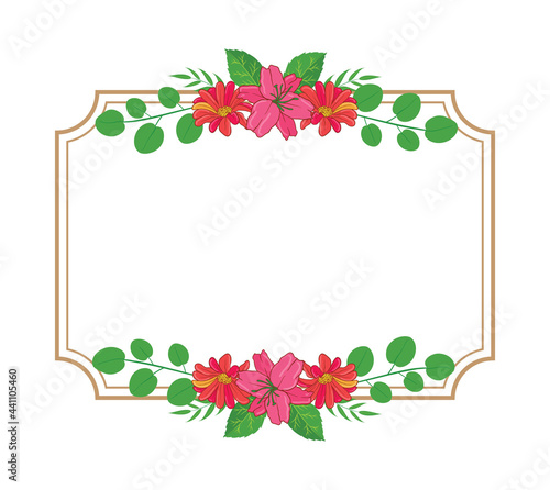 Beautiful Vector Floral Foliage Arrangements Set Graphics with elegant floral and leaves in colourful illustration. Can be used for your wedding or any invitation template