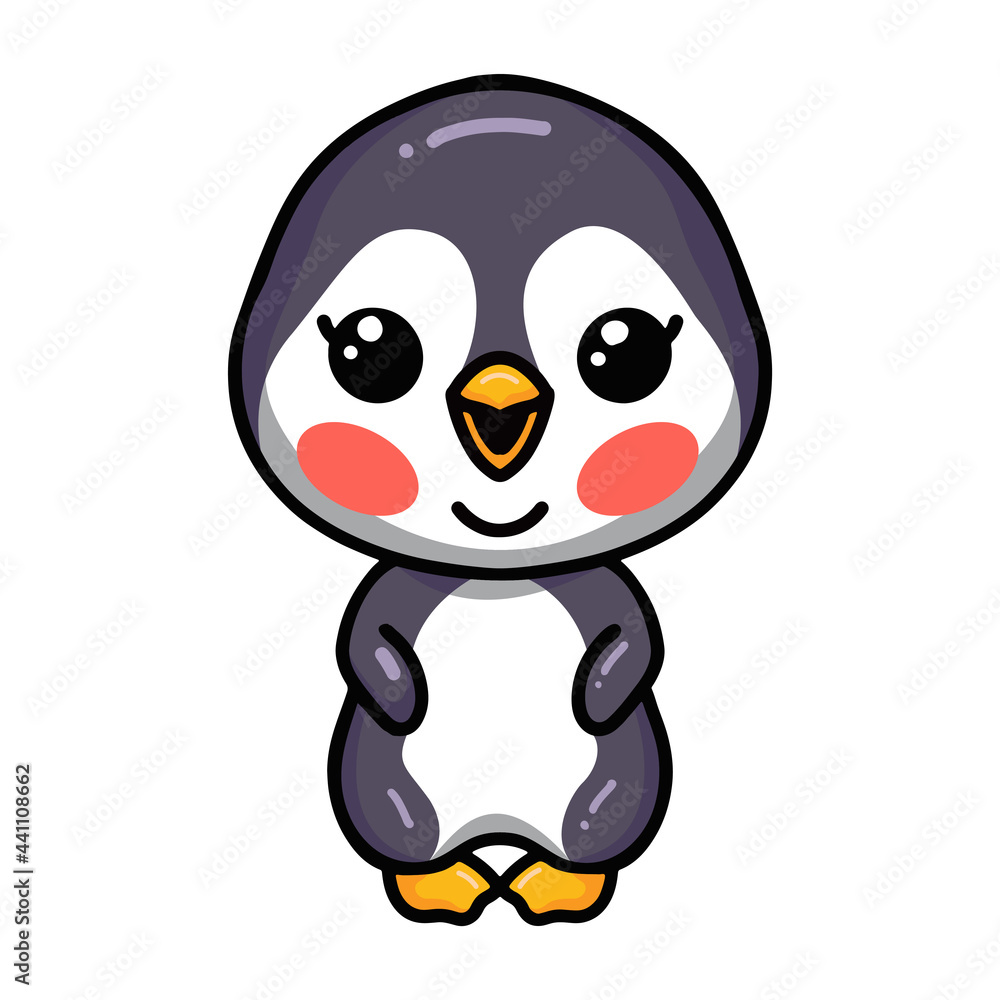 Obraz premium Cute little baby penguin cartoon standing