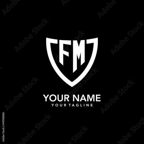 FM monogram initial logo with clean modern shield icon design